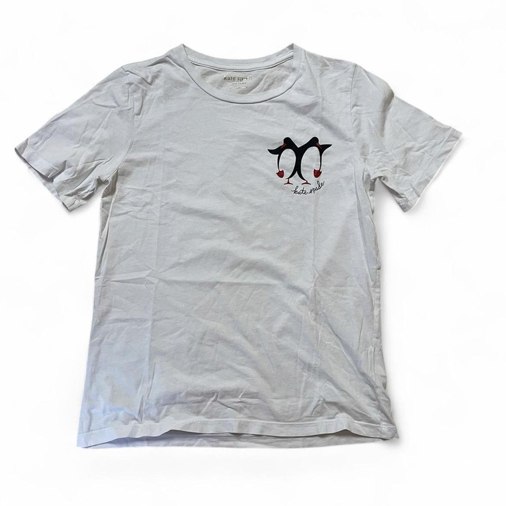 Kate Spade Dancing Penguins Tee XS Fresh White